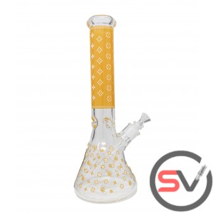 DESIGNER GLASS BEAKER With ICE CATCHER 14inch - ORANGE